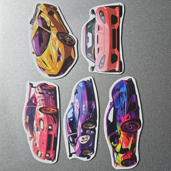 5 Car Magnets Cool Red, Yellow, Purple, Rainbow Custom Cars - Picture 1 of 5